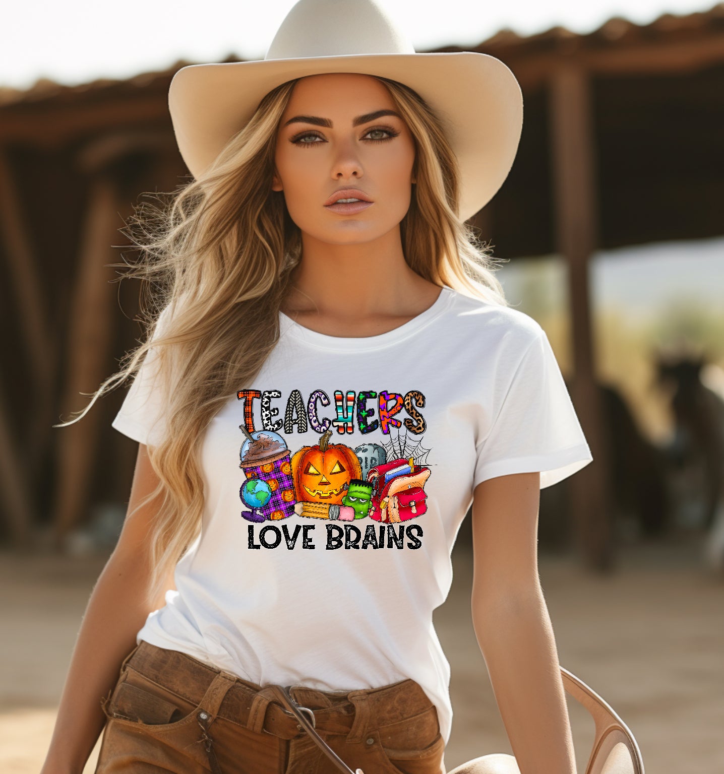 Teachers Love Brains Adult  Clear Screen Print