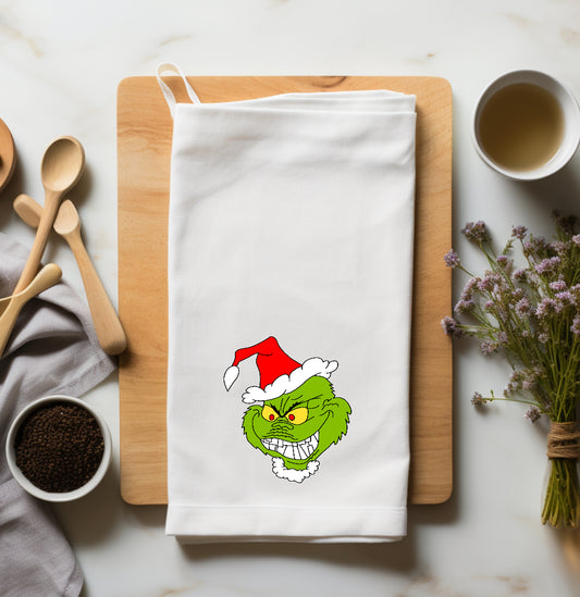 Grinch Face Hand Towel Clear Screen Print