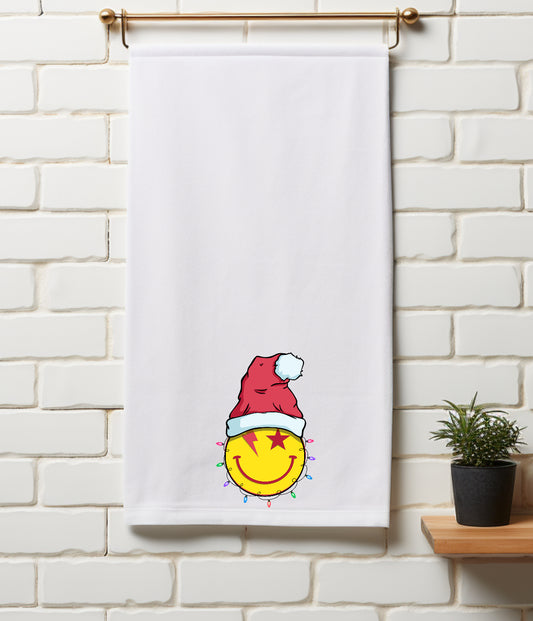 Yellow Christmas Face Towel Clear Screen Print