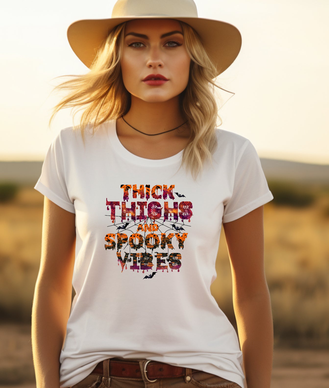 Thick Thighs Spooky Vibes Adult Clear Screen Print