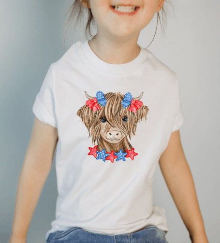 Highland Cow Youth Clear Screen Print Hot  
