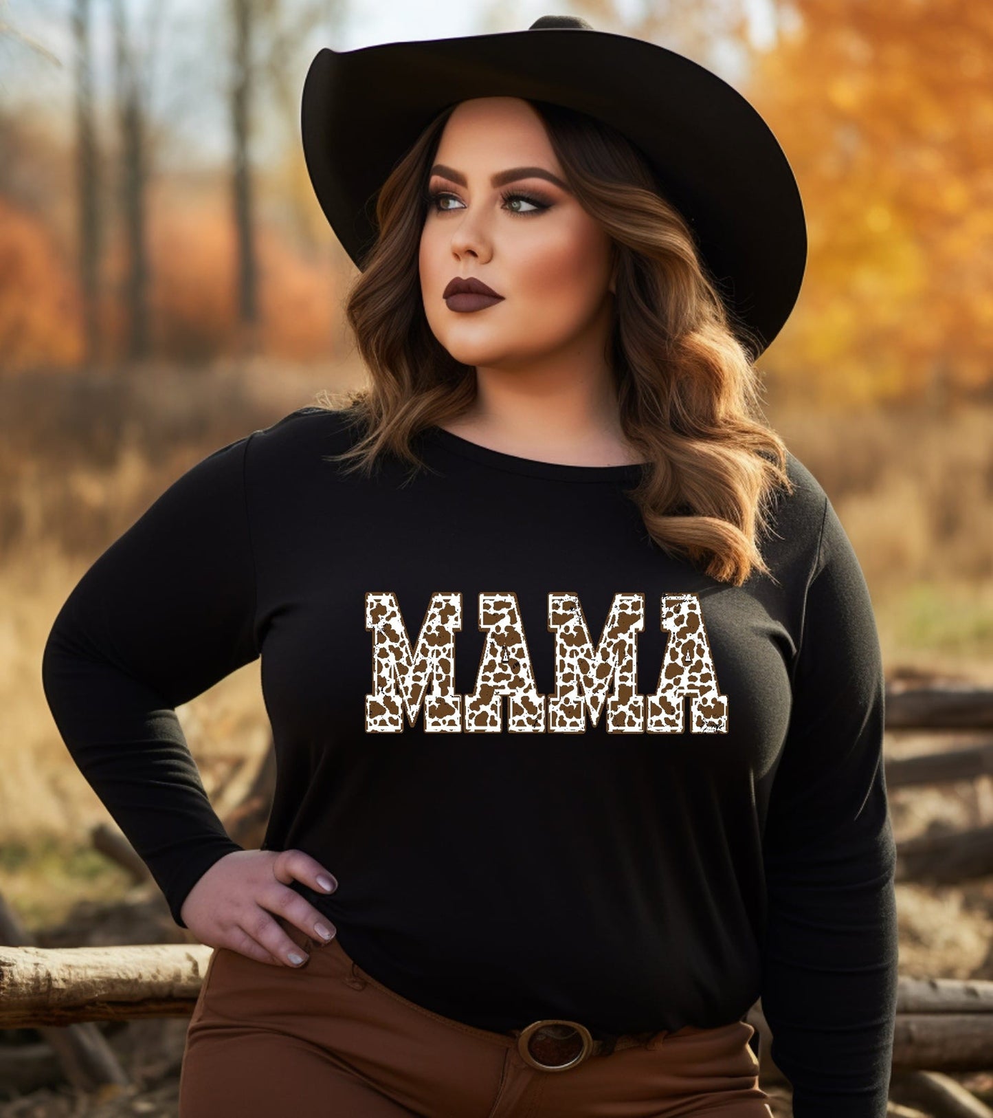 Mama Brown Cow Print  Adult Clear Screen Print Hot  