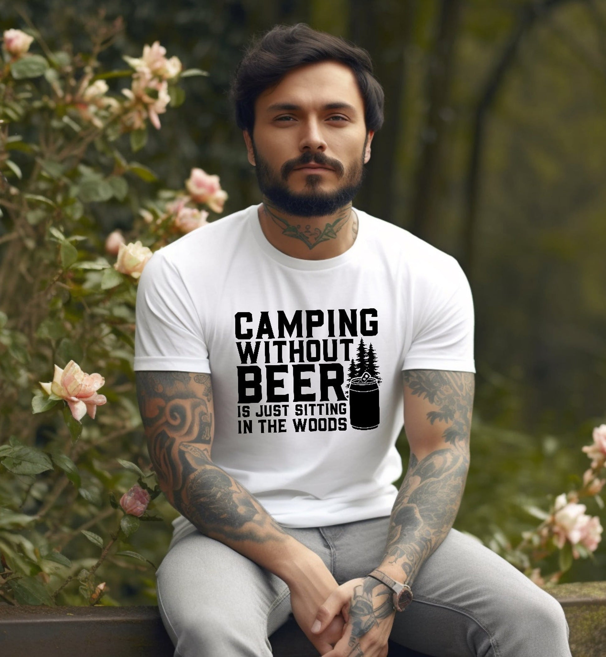 Camping Without Beer Adult  Screen Print RTS  