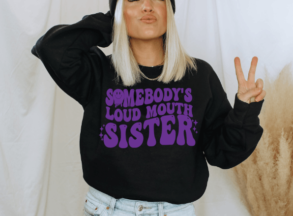 Loud Mouth Sister Metallic Purple    Screen Print RTS  