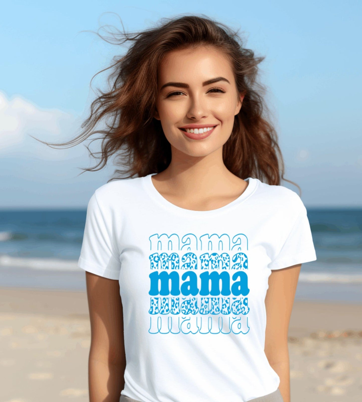 Mama Blue Stacked Adult Screen Print RTS  