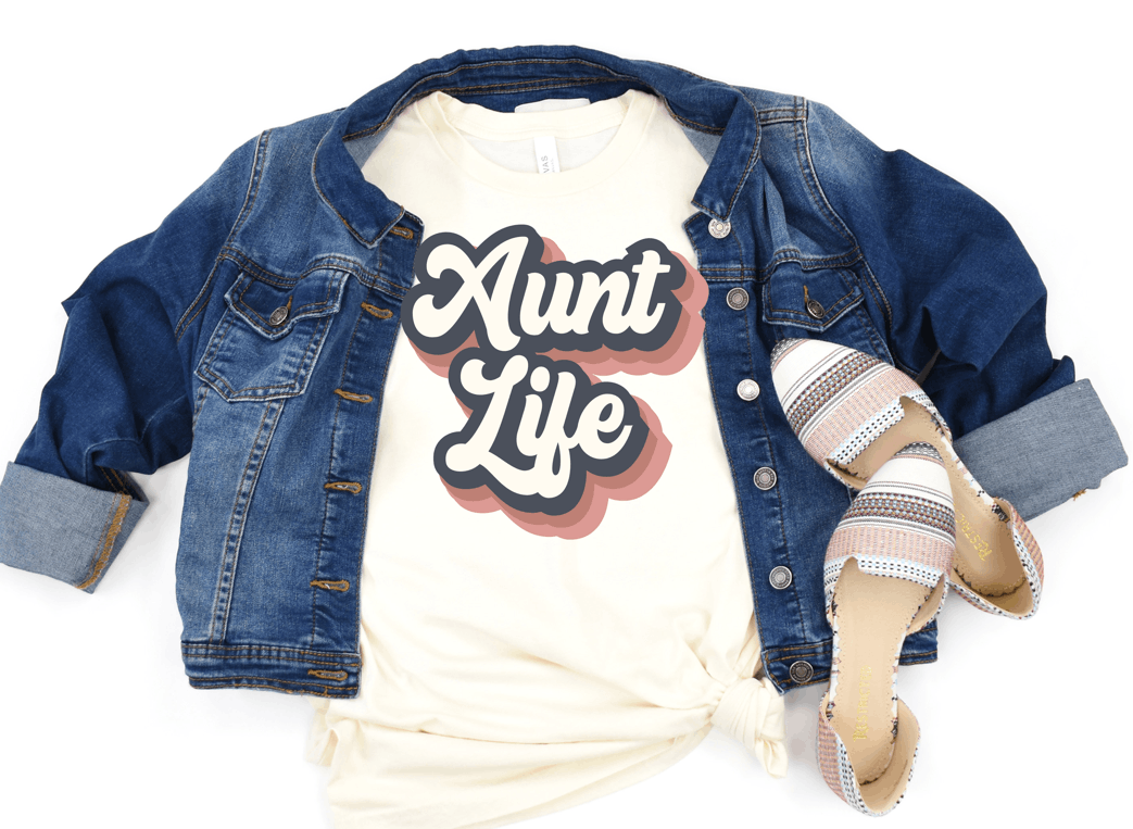 Aunt Life Stacked   Clear Screen Print Hot  