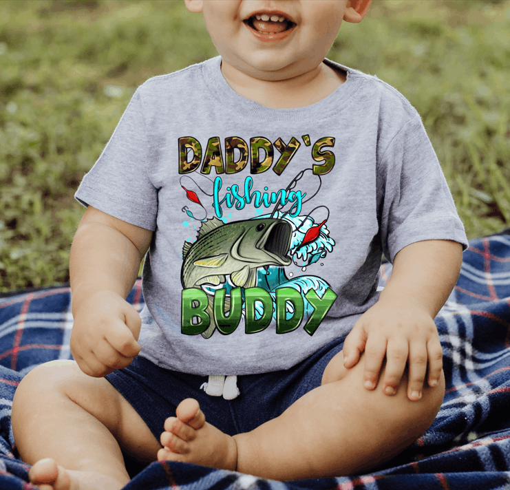 Daddy's Fishing Buddy  Youth Clear Screen Print Hot  