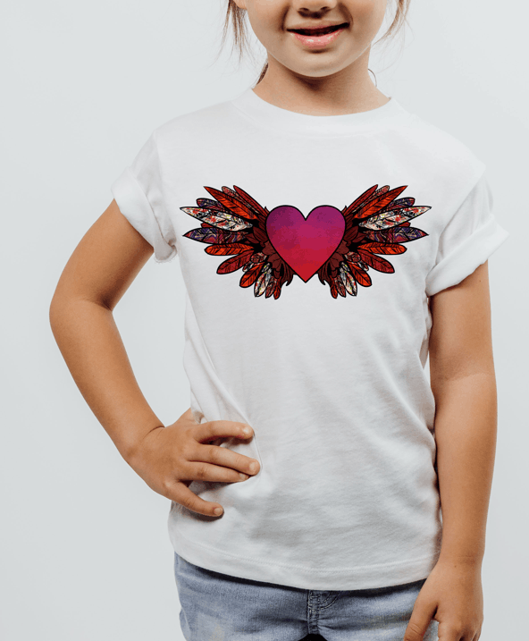 Heart Wings Youth   Clear Screen Print Hot  