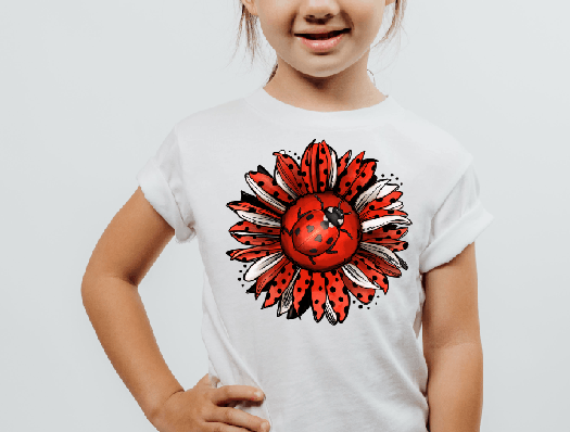 Ladybug Sunflower Youth   Clear Screen Print Hot  