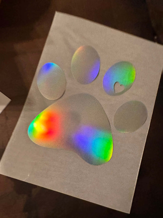 Dog Paw 4 Inches Holographic Vinyl Print Puffy  