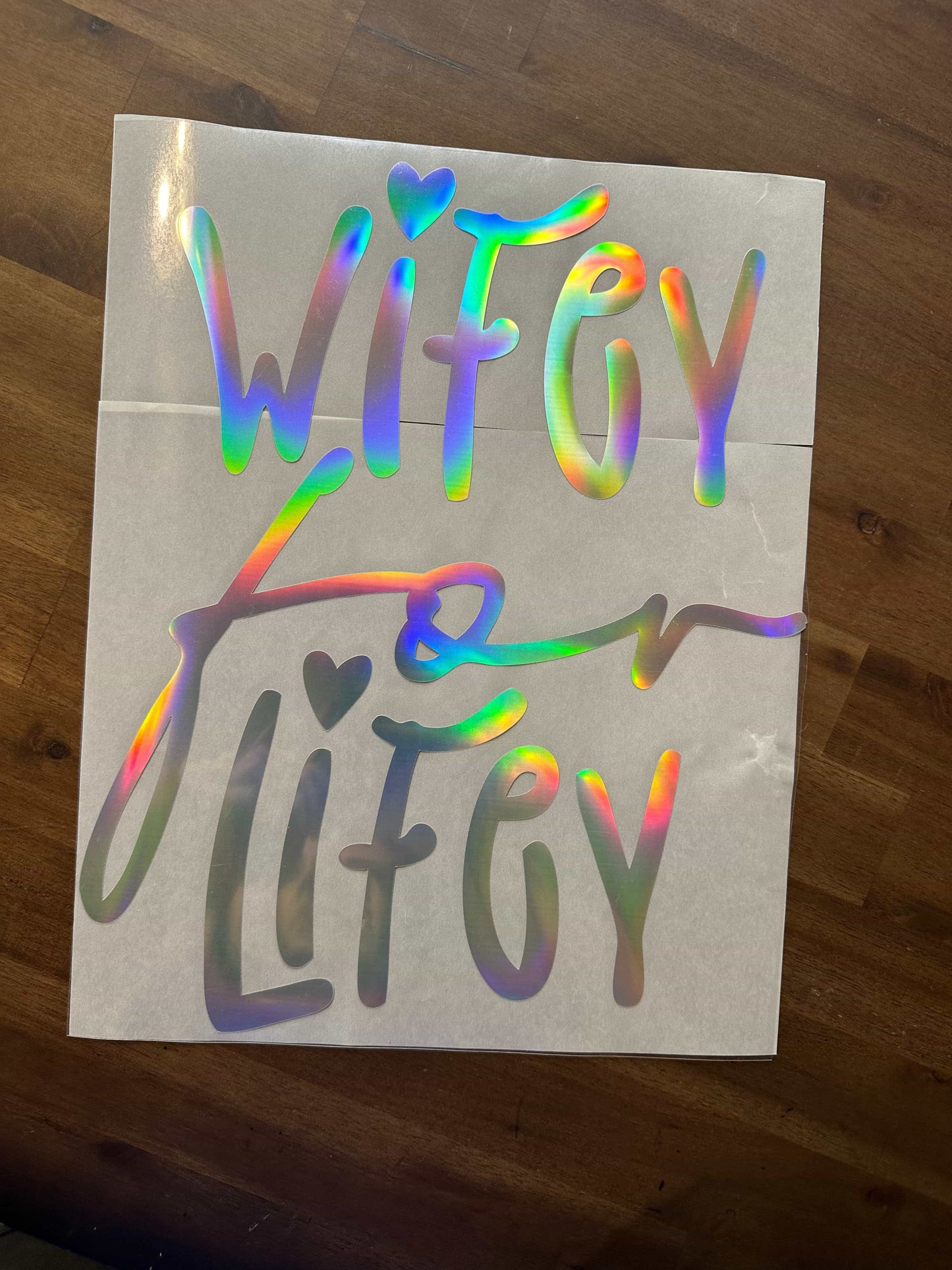 Wifey for Liffey Holographic Vinyl Print Puffy  