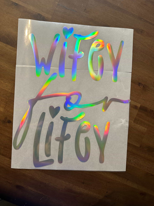 Wifey for Liffey Holographic Vinyl Print Puffy  